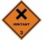 irritant hazard label - black cross on orange background