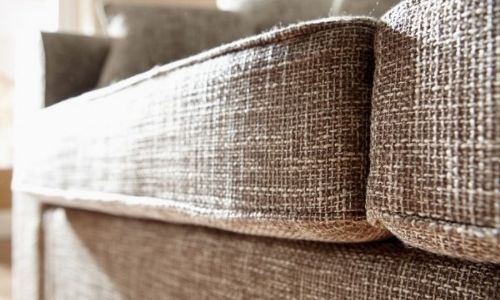 close up of professional seams of sofa seat cushions