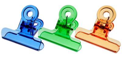 blue, green and orange plastic craft clips