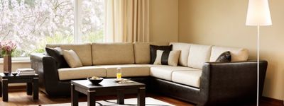 leather and chenille sofa