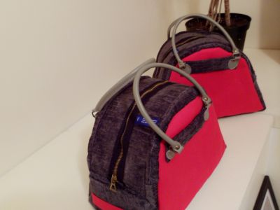 Two Red and Grey Bags